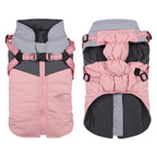 Waterproof Winter Dog Coat With Warm Fleece Lining Adjustable Buckle And Double D-Ring Harness For Small Medium And Large Dogs