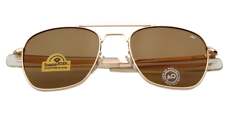 Retro Green AO Pilot Sunglasses 
Luxury Brand Designer Male,   American Army Military Optical Glass Lens Shades Eyewear
