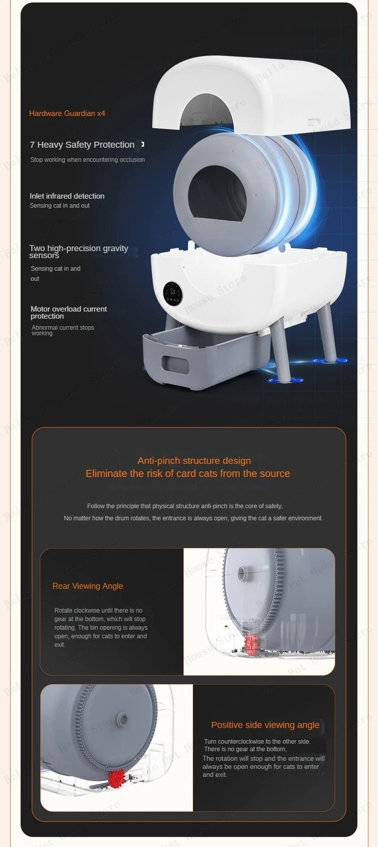 Automatic Smart Cat Toilet,   Electric Litter Box Can Be Remotely Controlled By App enclosed
