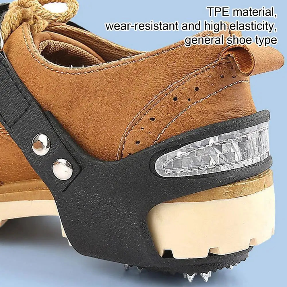 Snow Shoe Spikes Anti-Slip Stainless Steel Gripper Spike ice Cleats Snow Grips Reflective Climbing Crampons