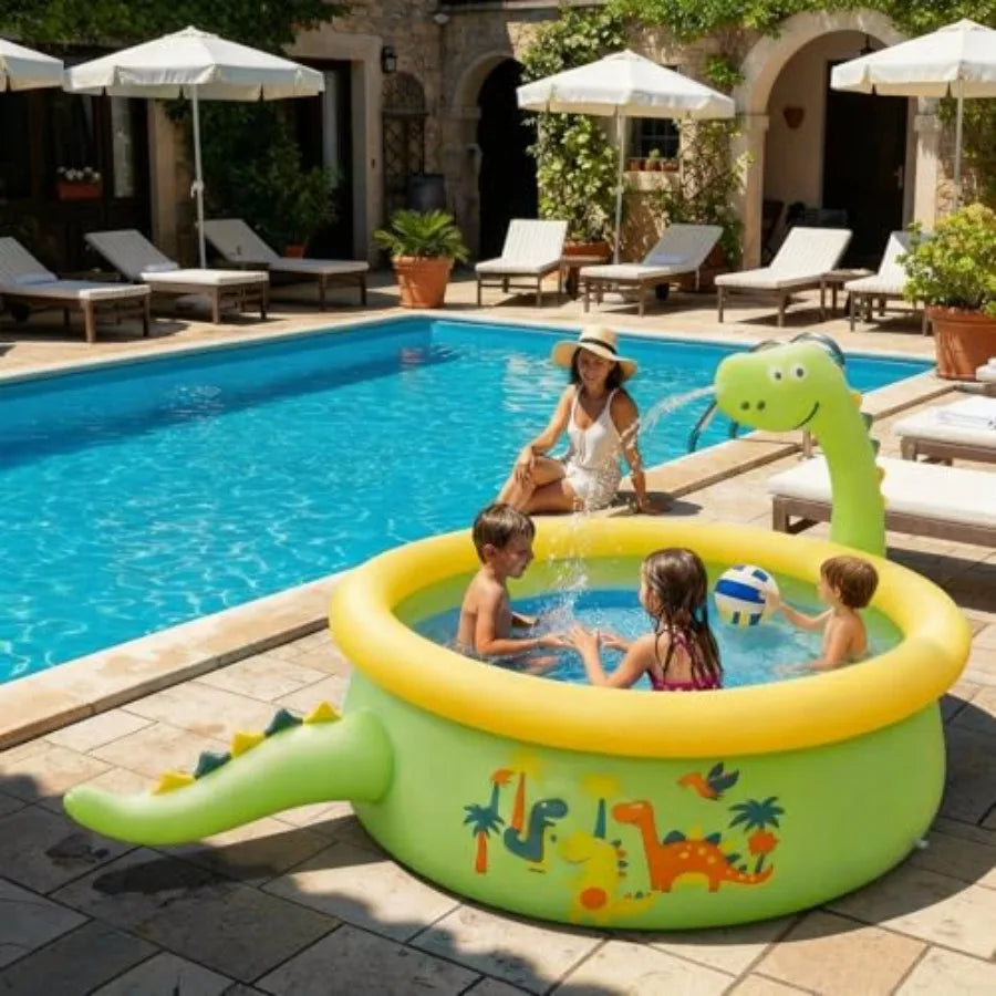 Dinosaur Inflatable Kiddie Pool Splash Pads for Toddlers with Sprinkler 
Outdoor Blow Up Mat Baby Dinosaur Play Swimming Pool