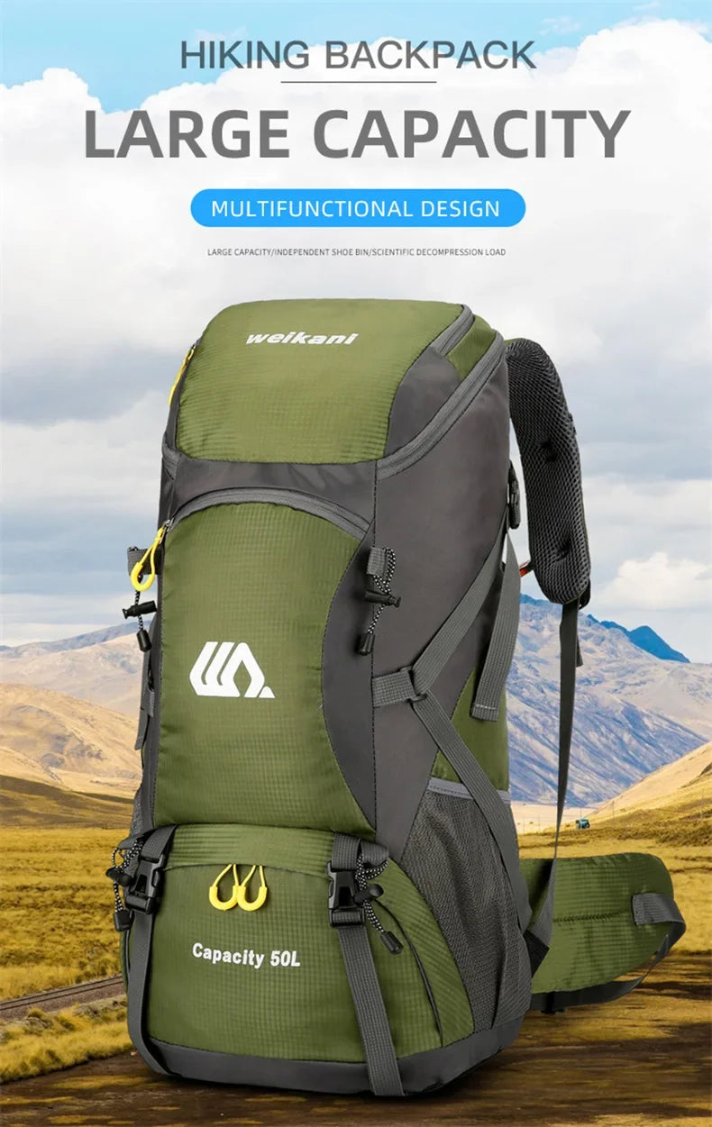 50L Travel Backpack Camping Men Large Hiking Bag 
Tourist Rucksack Waterproof ,Climbing Mountaineering 
A Must have