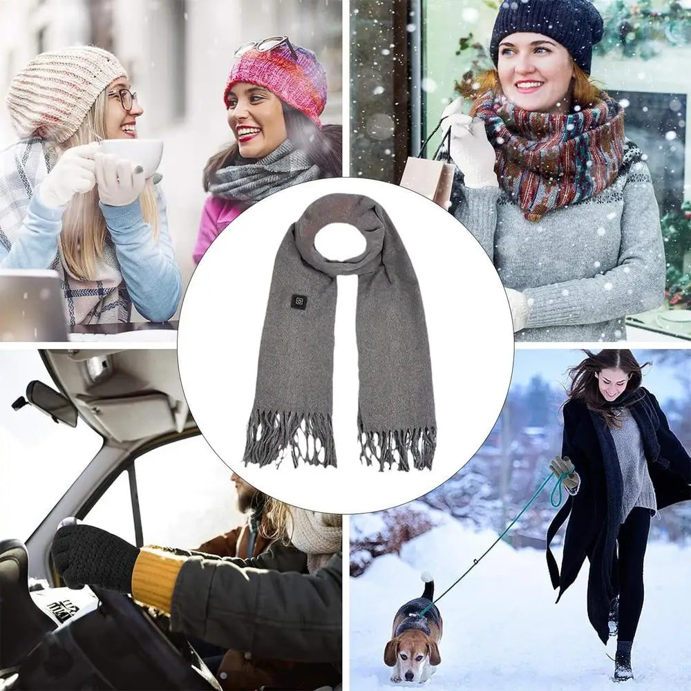 USB Charging Electric Heated Scarf Adjustable Temperature Electric Winter Warmer Unisex Creative Neck Warmer