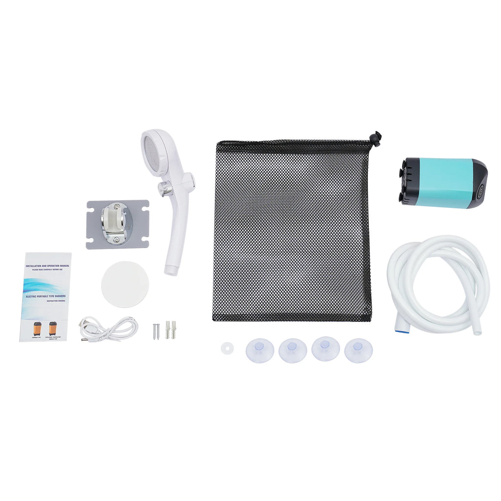 Camping Shower Digital Rechargeable w/ Pump 2-6L/min 4800mAh w/Hose Portable