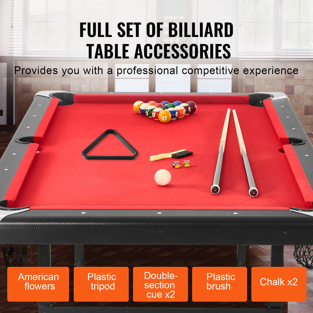SucceBuy 6.3/7ft Billiard Table Pool Table Portable Foldable SpaceSaving Includes Balls Cues Chalks and Brush