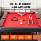 SucceBuy 6.3/7ft Billiard Table Pool Table Portable Foldable SpaceSaving Includes Balls Cues Chalks and Brush