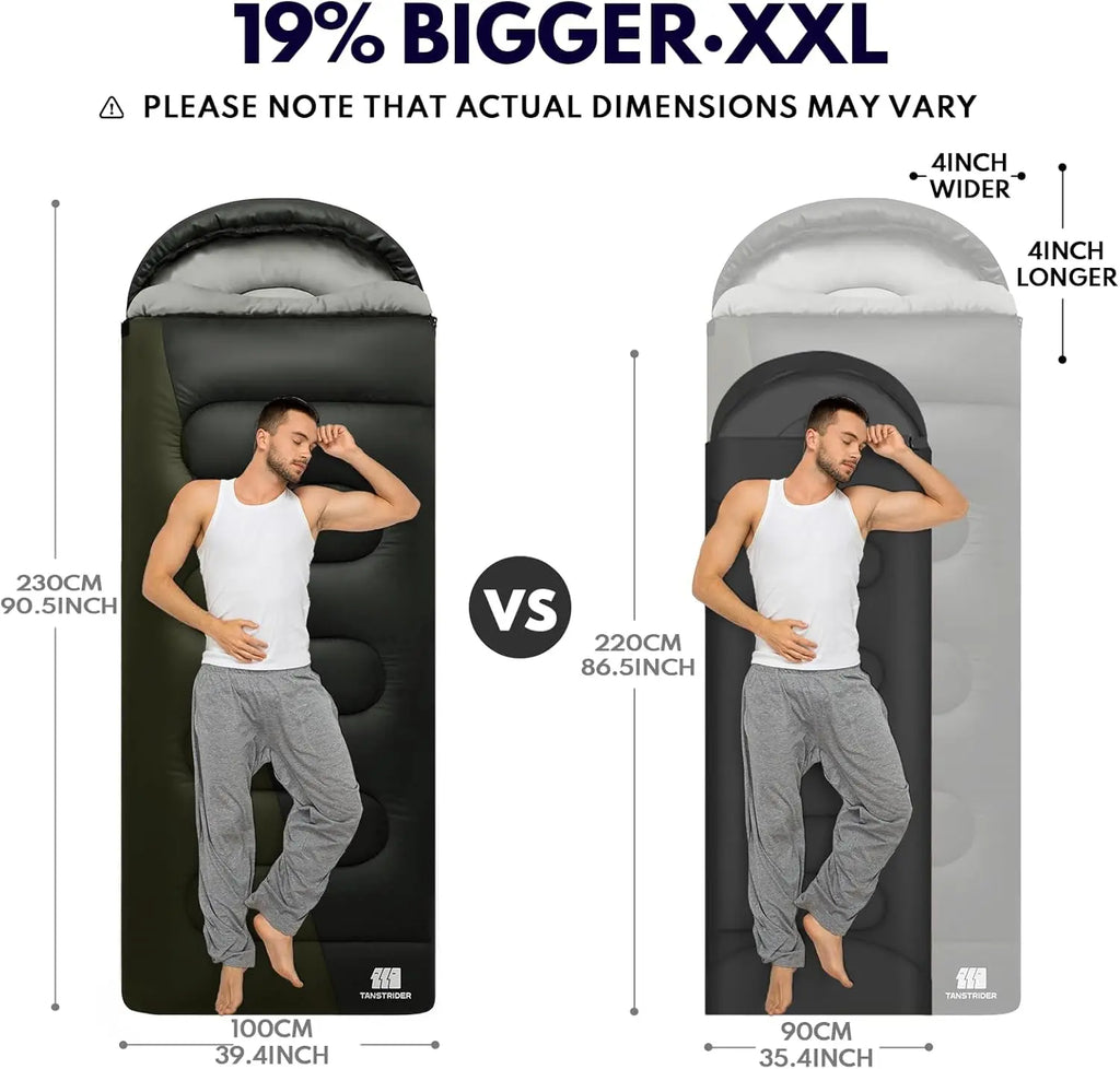 0 Degree XXL Winter Sleeping Bags for Adults Cold Weather,Camping Sleeping Bag for Kids with Compression Sack,4 Season Camping