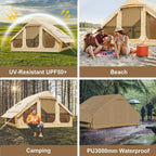Inflatable tent camping for 1-6 people, hand pump inflation large tent, with skylight and chimney waterproof oxford cloth all