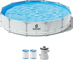 JOYFY Round Above Ground Pool 12ft/10ft/15ft Outdoor Round Frame 
 Set for Kids Adults with Filter Pump