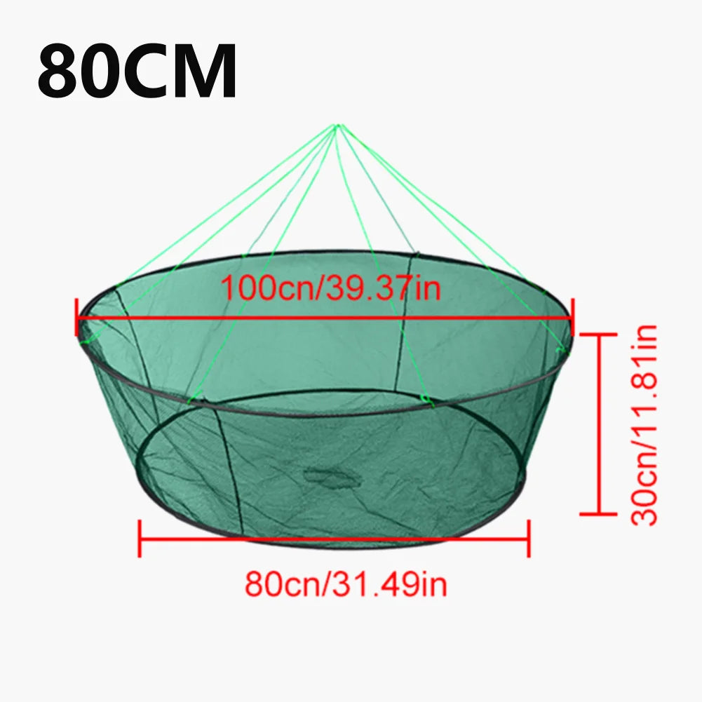 Portable Foldable Fish Net 
Folded  Mesh.   Baits Trap Cast,  Crab , Shrimp , Cage