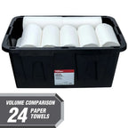 (6 pack/ 4pack) Hyper Tough Large Storage Bin, 27 Gallon Plastic Storage Container with Snap-On Lid, Black and Red