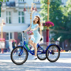 Adult Tricycles 3 Wheel Bikes for Adults 20 24 26 Inch
 7 Speed Adult Trikes Bicycles Cruise Trike with Shopping Basket for Seni
