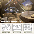Army Green Waterproof Windproof Inflatable Tent 
for Camping,       4 Season Air Glamping Tent House with Chimney Opening,
AC Vent