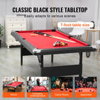 SucceBuy 6.3/7ft Billiard Table Pool Table Portable Foldable SpaceSaving Includes Balls Cues Chalks and Brush