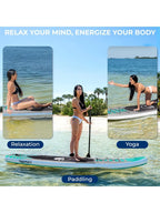 Inflatable 10’ Stand Up Paddle Board with 32” Wide Platform – 
Non-Slip EVA Deck, Drop-Stitch Construction, 3-Piece Al