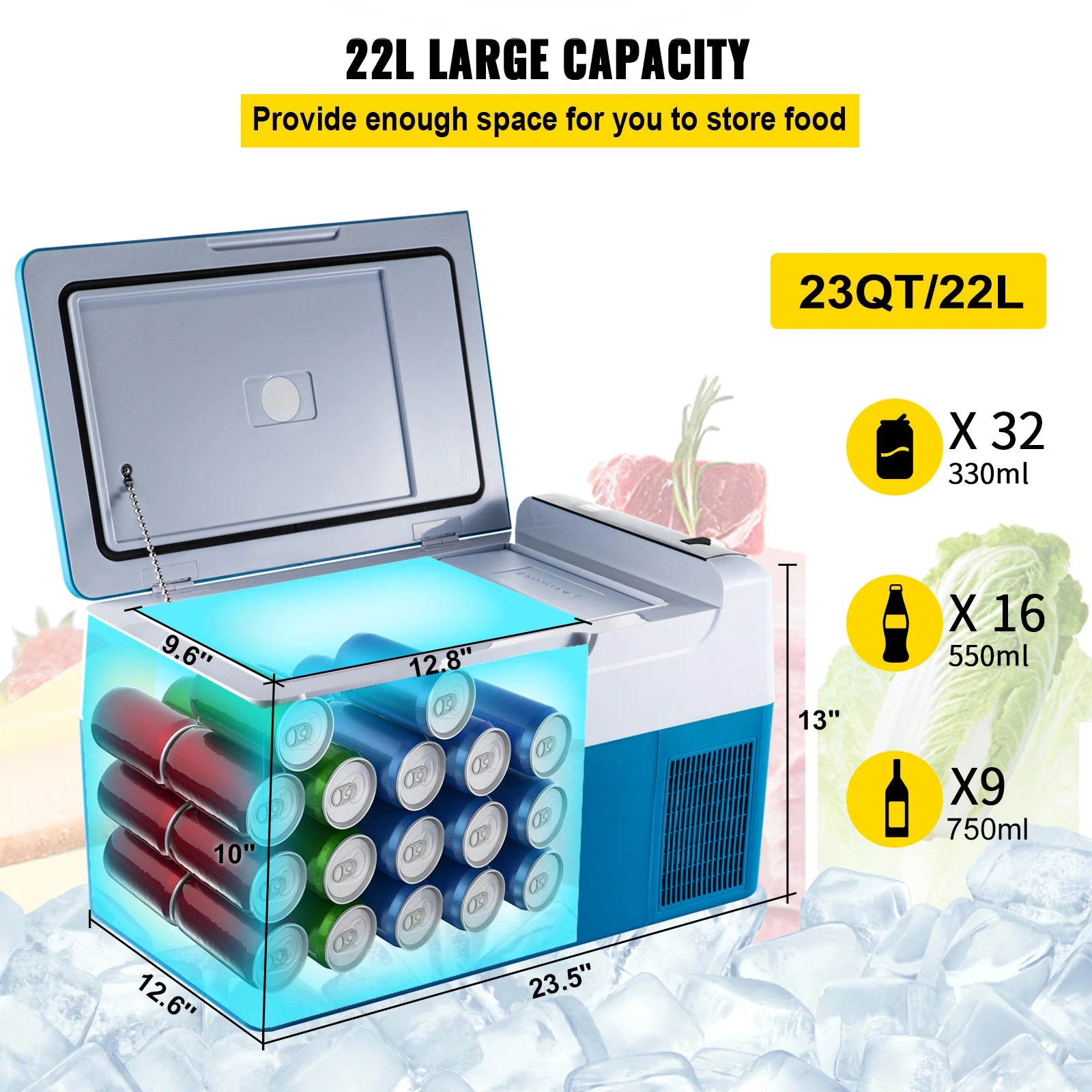 Succebuy 12V Portable Refrigerator, 
App Control(-4℉~68℉) Car  Electric Compressor Cooler