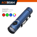 ACEBEAM EC20 new released Led flashlight
EDC LUXEON HL4X Leds 2800 lumens 
340 meters 18650 battery multi-color auxiliary lights