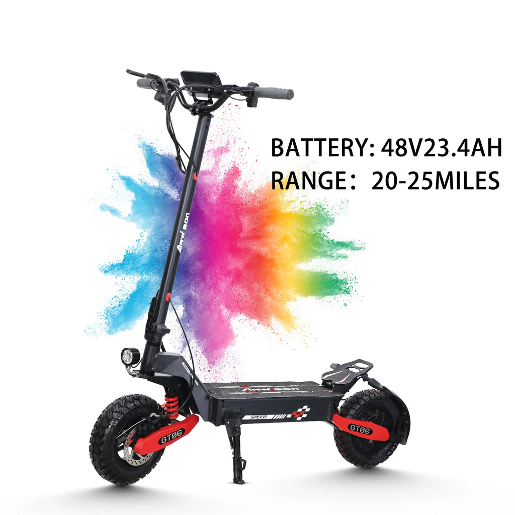 Arwibon GT06 1200W Foldable E-Scooter for Adults -
Max Speed 25MPH, 
48V 13AH/23.4AH, 11"Off-Road Tires