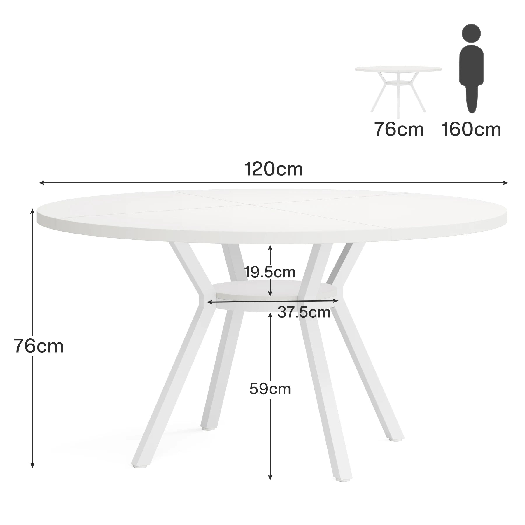 Tribesigns Round Dining Table for 4-6 People, 
47-Inch Farmhouse Dinning  Industrial Dinner Table