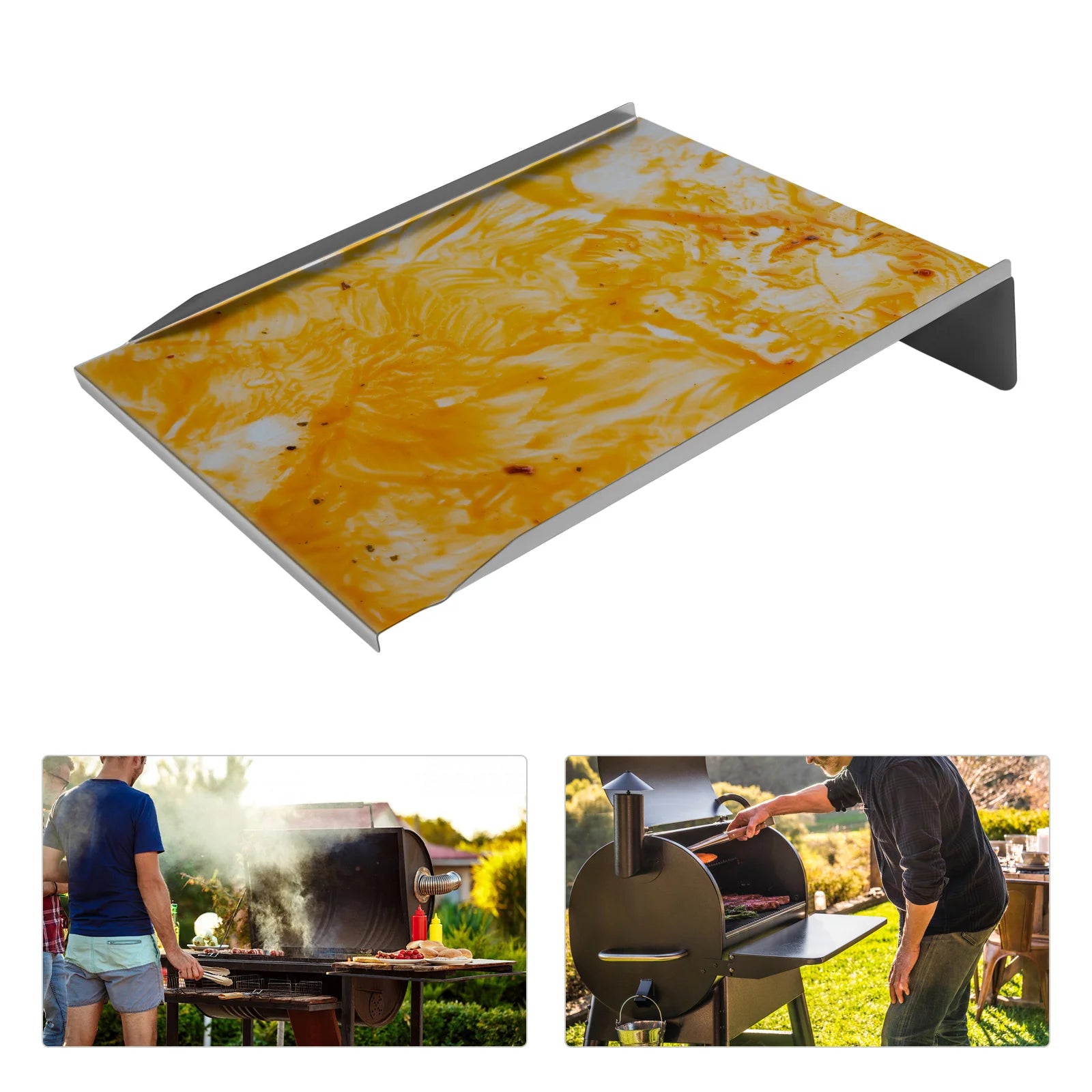 Stainless Steel Grill Drip Pan Tray with 6 Liners - Fits Most BBQs, Easy Clean, Prevents Flare-Ups (20x16x4in)