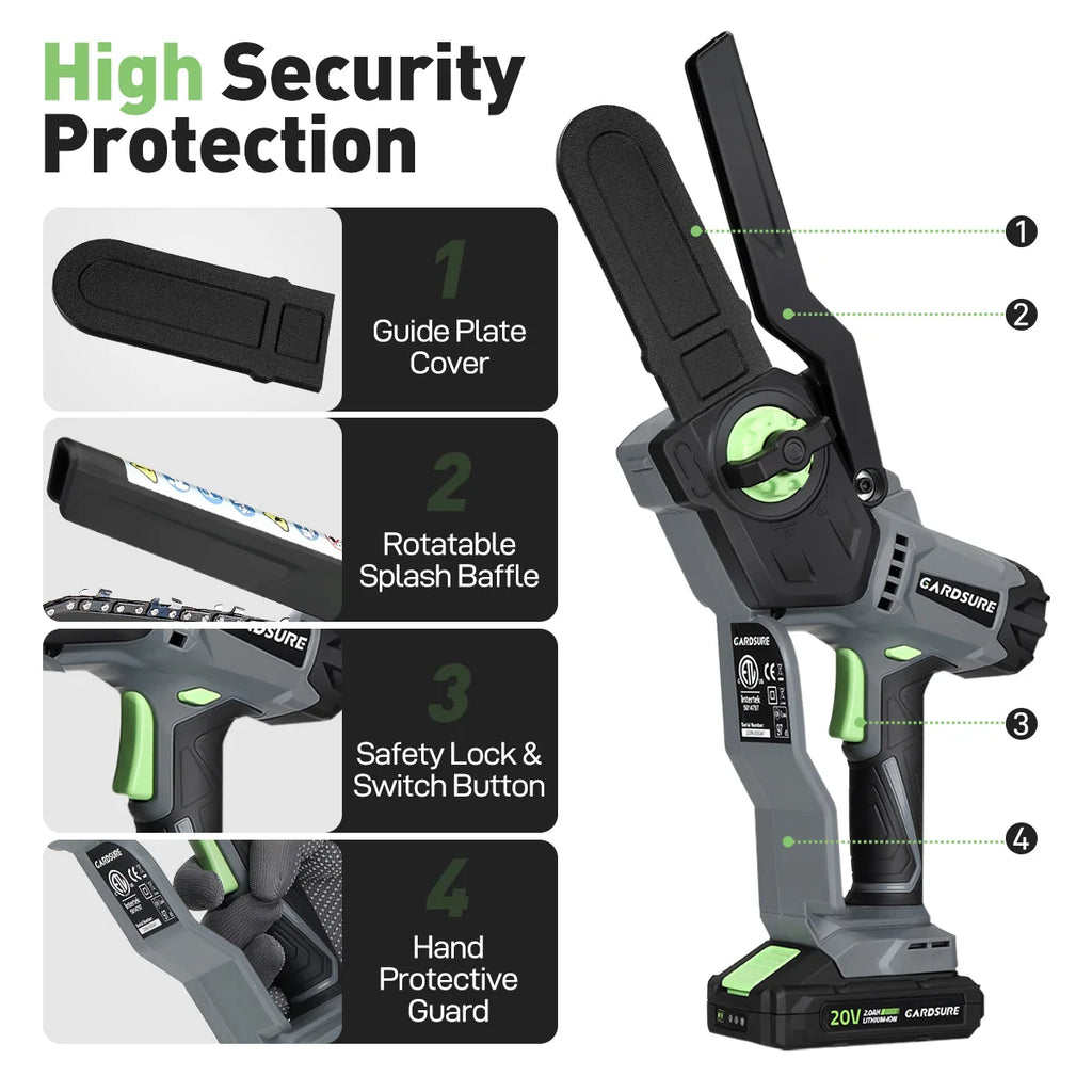 6-Inch Mini Chainsaw Powerful 
Cordless ---Rechargeable,,    Handheld Small Electric Saw 
Pruning Garden Tool ,  Tree Wood Cutting Power Tool