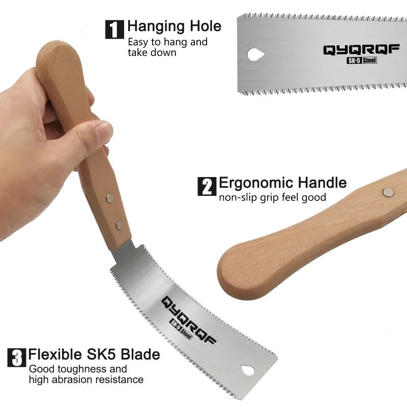 QYQRQF Mini Hand Saw, 6 Inch 
Japanese Pull Saw with Double Edges
 15/17 TPI Flush Cut Saw for Woodworking DIY Projects