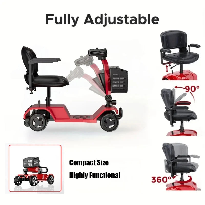 Mobility Scooter for Older Adults
All Terrain 4-Wheel Foldable
Electric Powered  Wheelchair