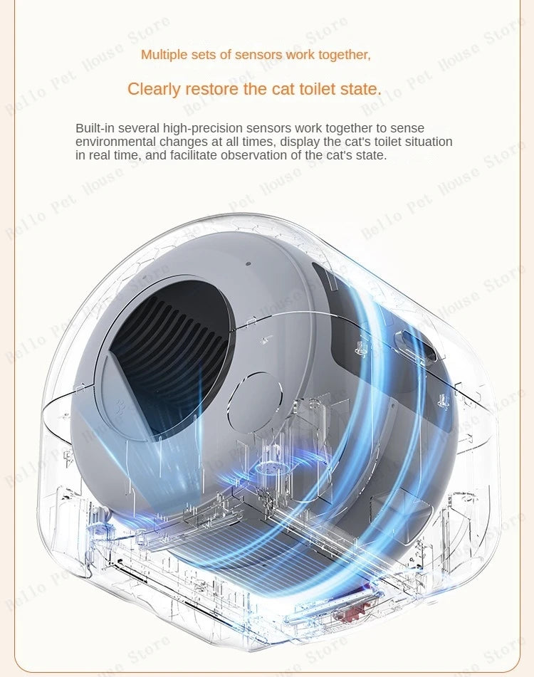 Automatic Smart Cat Toilet,   Electric Litter Box Can Be Remotely Controlled By App enclosed