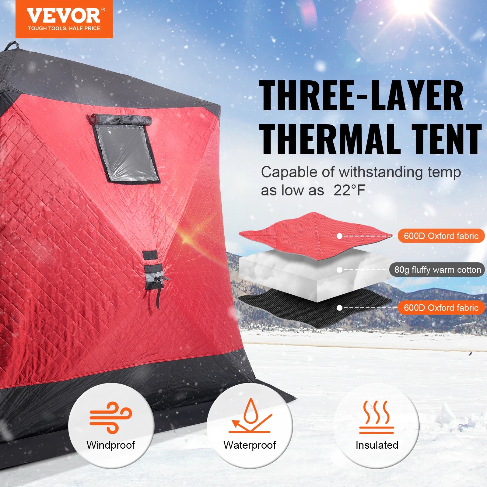 SucceBuy Portable Ice Shelter Insulated
Pop-Up Ice Tent with Carrying Bag