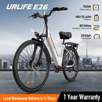 Peak 750W E26 Electric Bike for Adults | 48V 10.4Ah 
Removable Battery, Top Speed 20MPH, 26''X2" Standard Tire, 7-Speeds