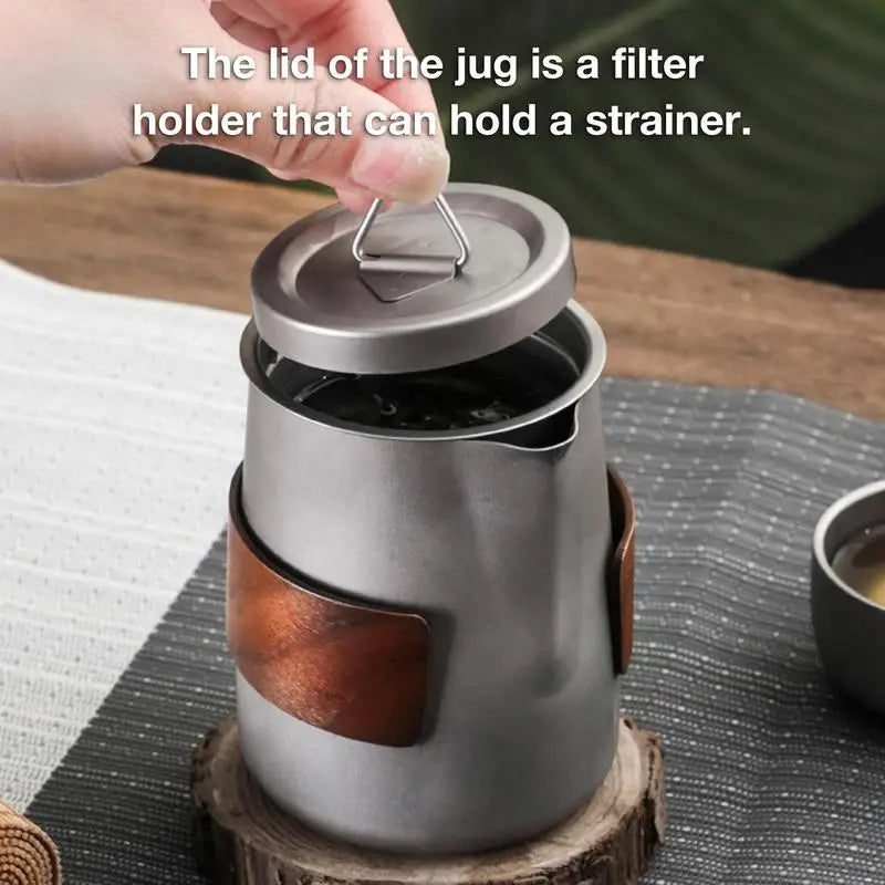 Camping Tableware Set 
Lightweight Titanium Coffee Pot Tea Kettle
 Outdoor Camping Kettle Set 3 Cups Tea Set For Hiking Picnic