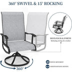Terrace Swivel Chair, 4-piece Set, 
Outdoor/Indoor  Rocking Chairs, 
All-weather Textile High Back and Metal Frame