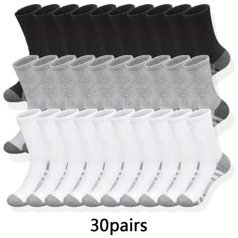 6/10/30Pairs of High-Quality Soft and Comfortable Men's Running , Basketball socks