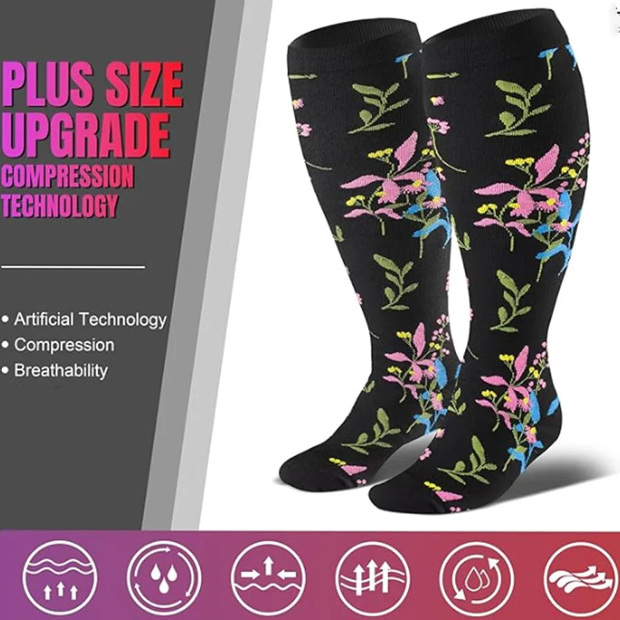 3 Pairs --- Extra Wide Plus Size.   
Compression Socks for Women and Women Mid-Calf Sports 
for Running, Cycling, and Travel