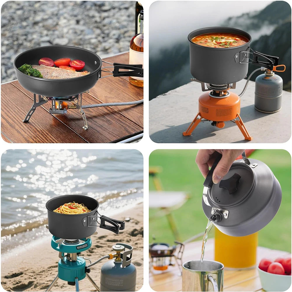 21pcs Camping Cookware Set Portable Outdoor Picnic Tableware Cookset 
Cooking Kit with Cups Plates Forks Knives Spoons
