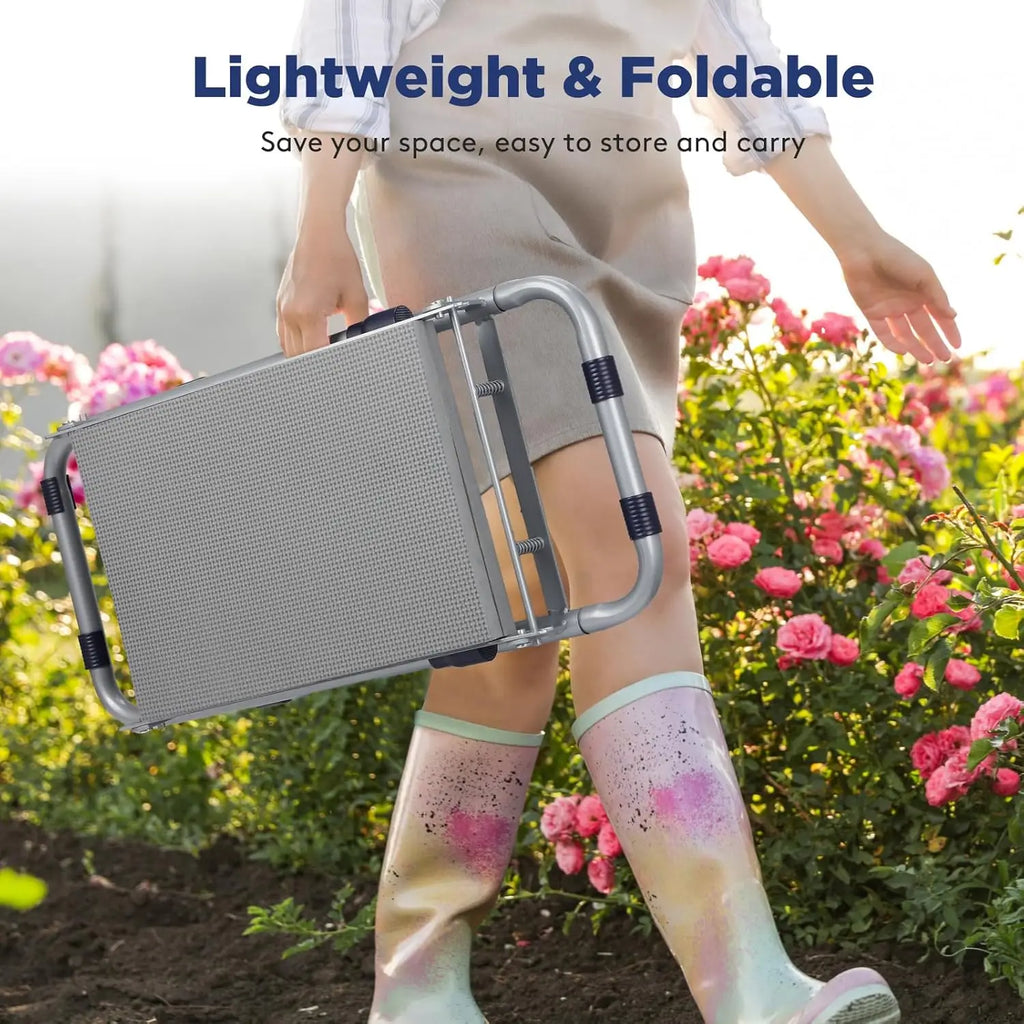 Foldable Garden Kneeler Seat with Detachable Pad, 
Portable Bench Chair and Tool Bag for Gardening Gifts