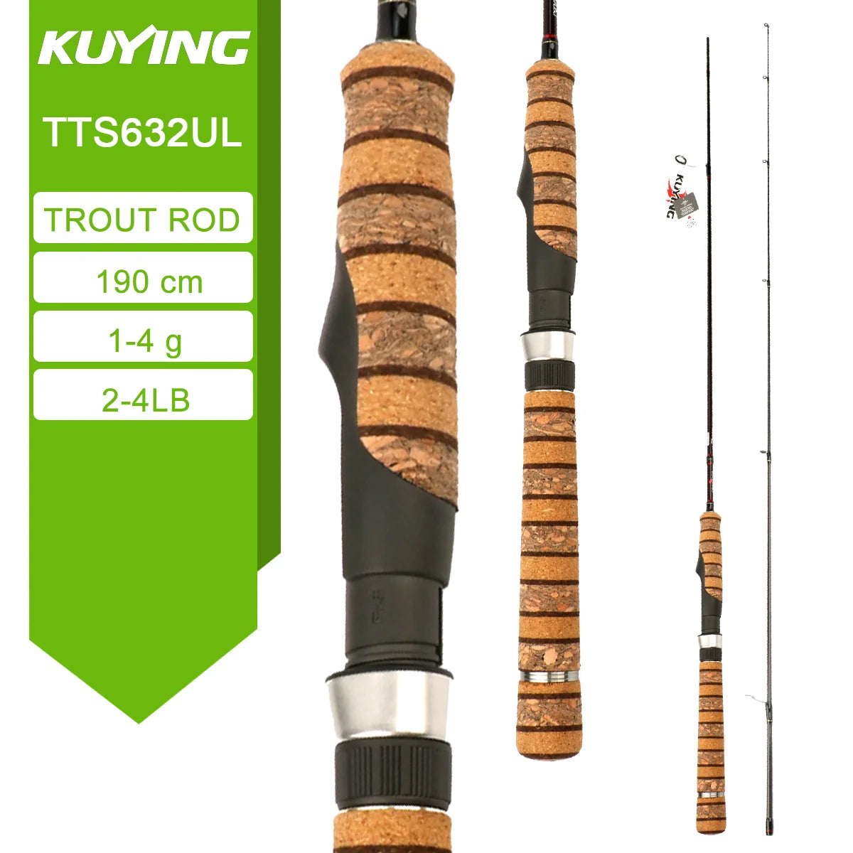 KUYING TETON  5'2" 6' 6'3" 6'4"6'2" 6'6"  Cane Spinning Rod &  Casting FUJI Carbon 1-4g 0.8-3g 2-10g M-Fast bfs