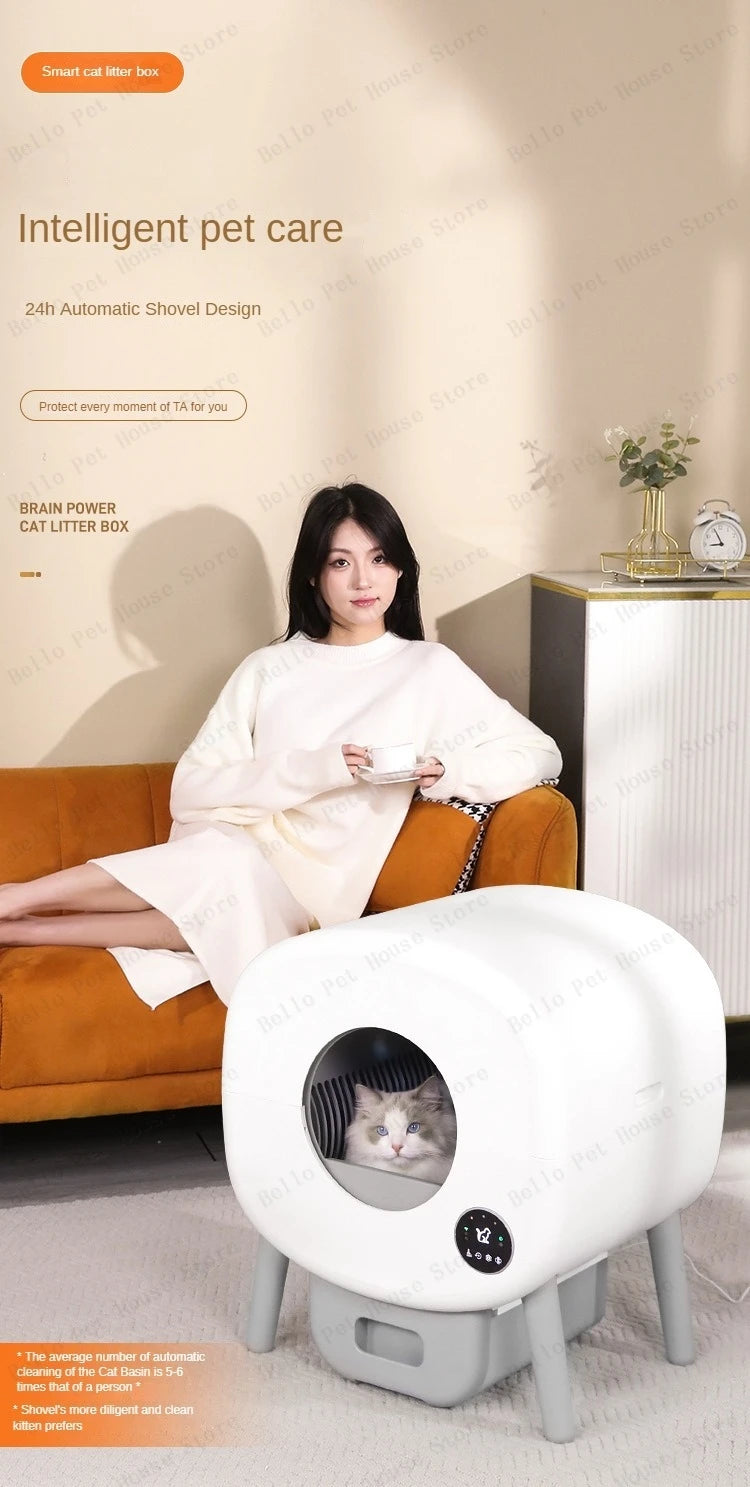 Automatic Smart Cat Toilet,   Electric Litter Box Can Be Remotely Controlled By App enclosed