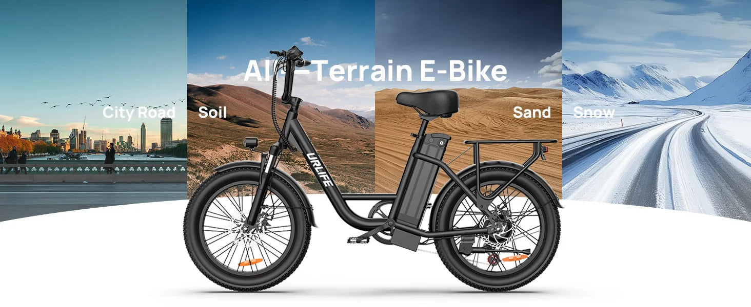 URLIFE 1000W E20 Electric Bike | 
48V 13Ah Removable Battery,
 20MPH, 20''X3" Fat Tire, 7-Speed  with Dual Disc Brake