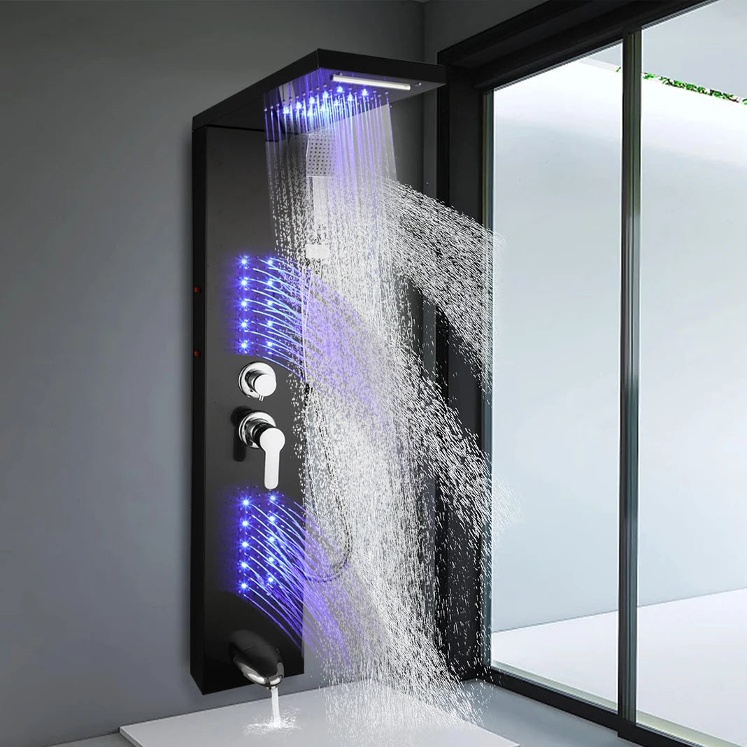 ZAPPO Shower Panel Tower System with LED Rainfall Waterfall Head
Full Body Jets ,Handheld Shower Column w/Tub Spout
