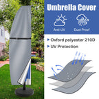 Garden Parasol Cover with Rod & Pull Ring UV Protection 210D Oxford Waterproof Fabric Cantilever Large Umbrella Cover Outdoor