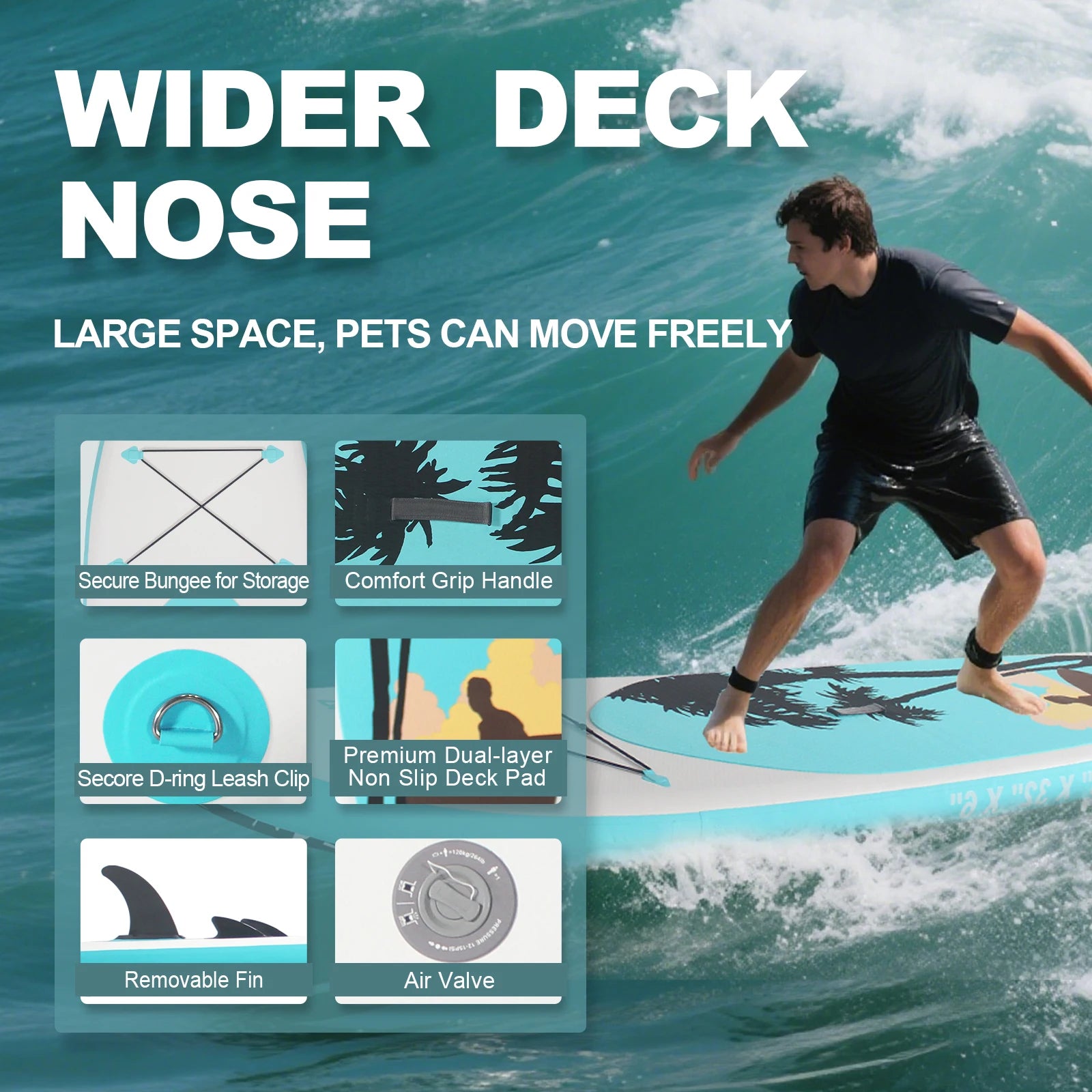 Portable Inflatable Stand Up Paddle Board 10'6"×32"×6",
 Premium PVC, Full Kit for Adults/Youth