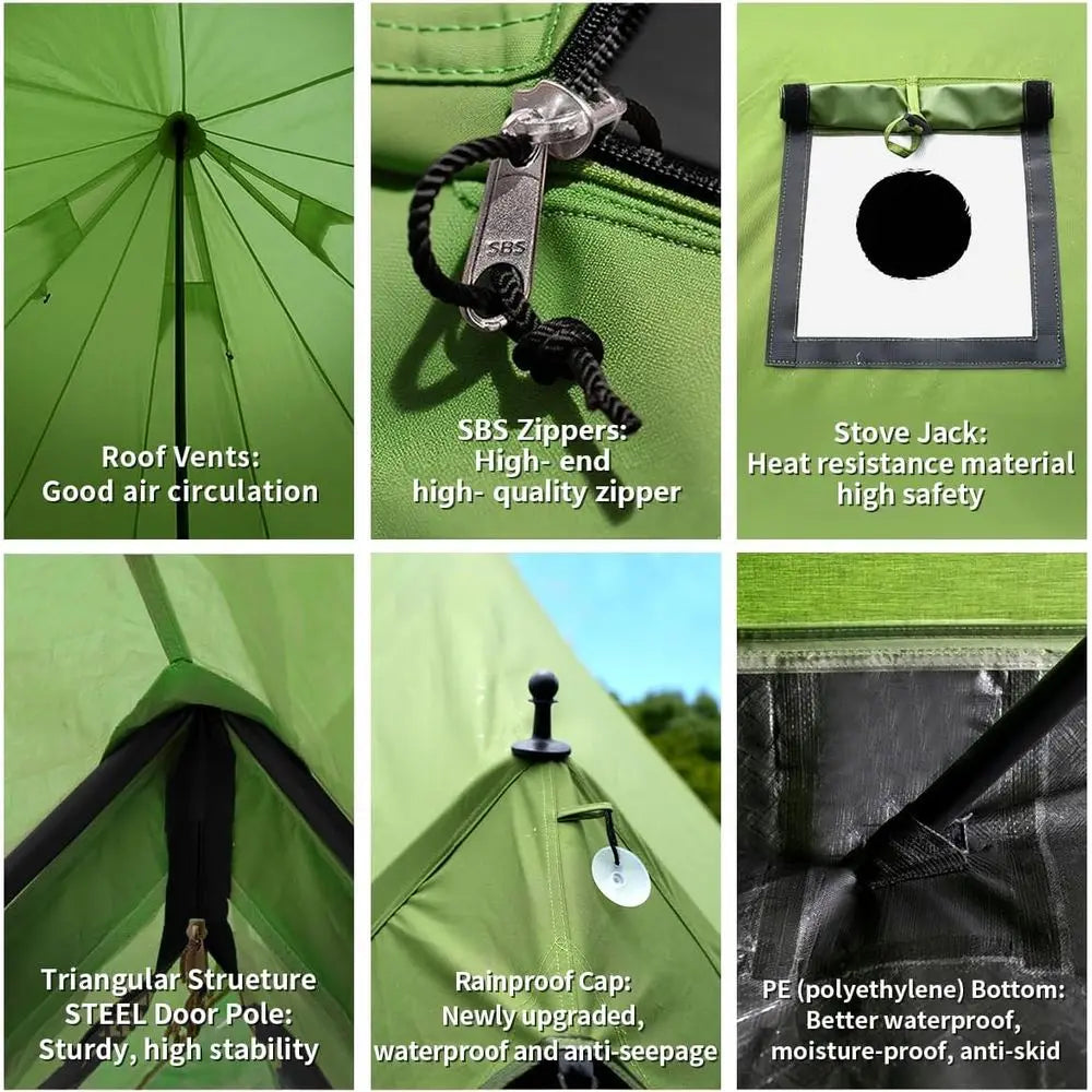 Family Outdoor Canvas Bell Yurt 
Tent with Stove Jack, 
Waterproof Luxury         4 Season Cotton for Camping, Hunting, Parties