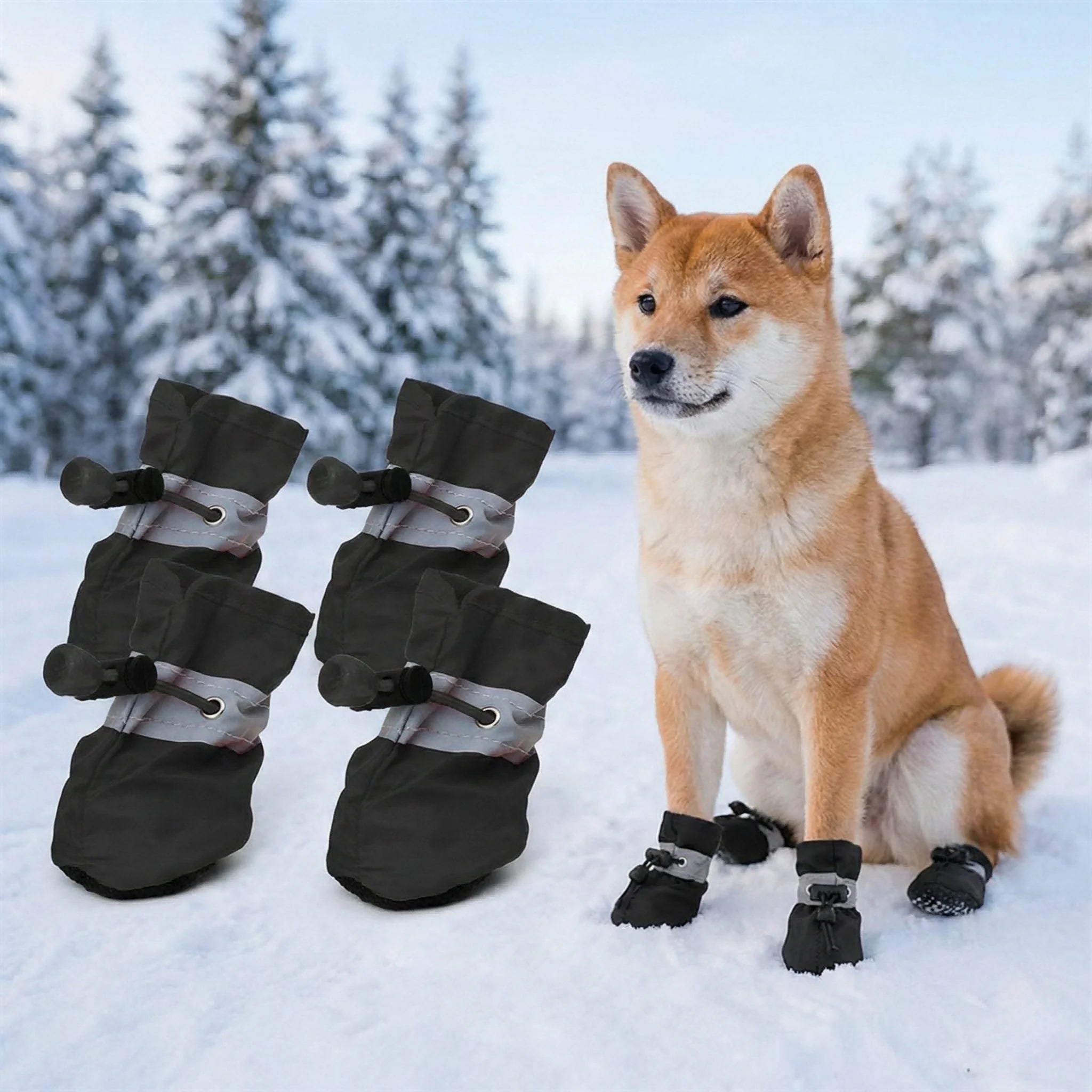 4Pcs Waterproof Dog Boots for Small Dogs - 
Non-slip Sole, Adjustable Drawstring, Soft Breathable Pet Shoes for Puppies
