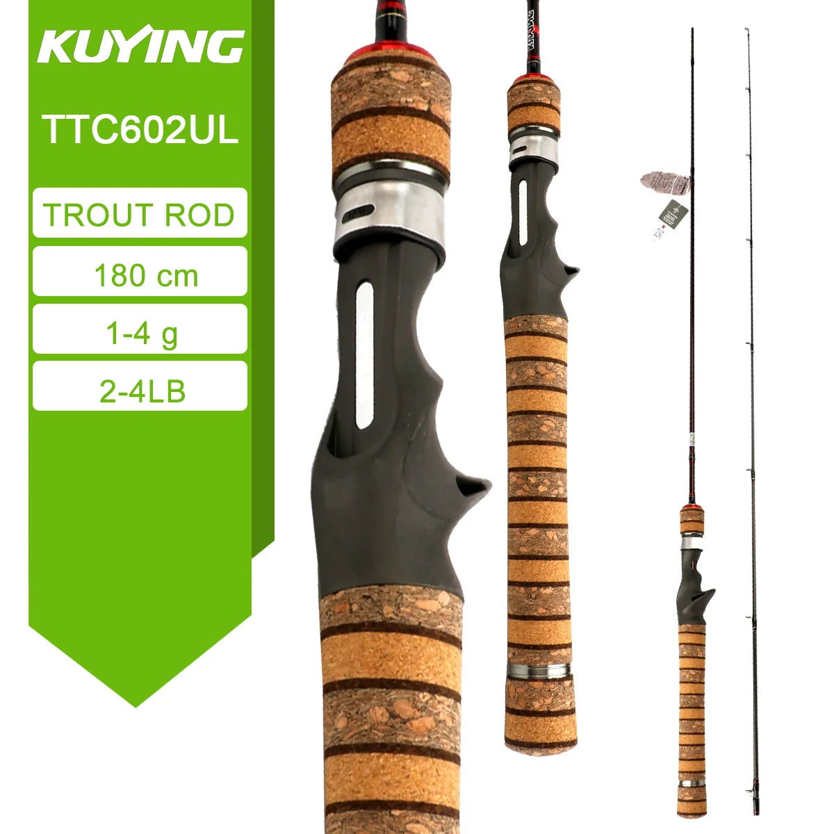 KUYING TETON  5'2" 6' 6'3" 6'4"6'2" 6'6"  Cane Spinning Rod &  Casting FUJI Carbon 1-4g 0.8-3g 2-10g M-Fast bfs