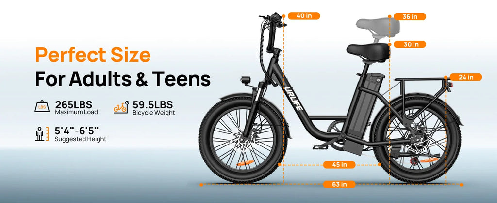URLIFE 1000W E20 Electric Bike | 48V 13Ah Removable Battery, 
20MPH, 20''X3" Fat Tire, 7-Speed
 with Dual Disc Brake