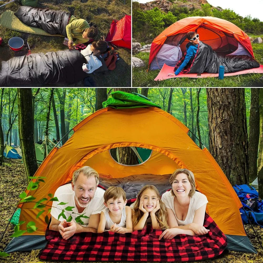 Waterproof 2-Person Cotton Flannel Sleeping Bag - 
Ideal for Camping, Backpacking, Hiking, and Outdoor Adventures