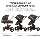 PU Leather Baby Stroller 2 in 1 Travel System 
High Landscape Portable Baby Pram
Newborns Aluminum Frame Baby Carriage