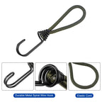 Elastic Cords with Hook 6 Inch Tarp Straps Ropes Fixed for Outdoor Camping Tent Canopy Awnings Cover Dark Green, Pack of 10