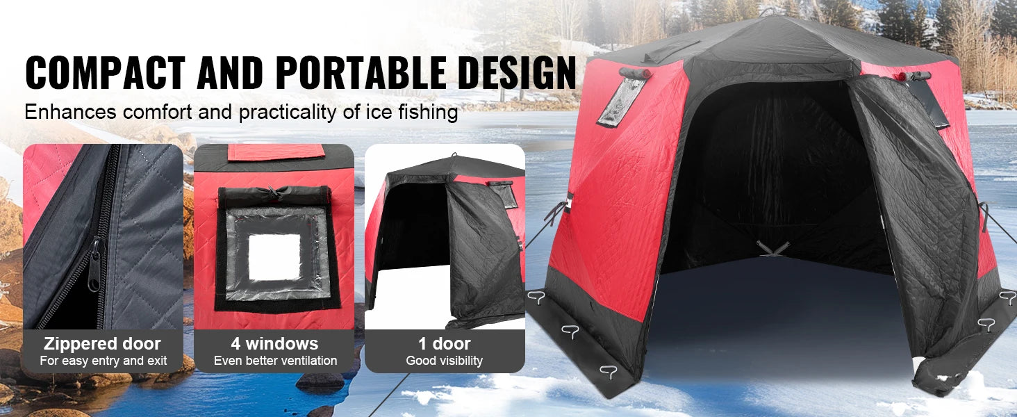 SucceBuy Portable Ice Shelter Insulated
Pop-Up Ice Tent with Carrying Bag